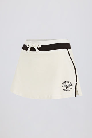 Terry Towelling Drawstring Skort in Ivory