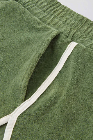 Terry Towelling Mid-Rise Shorts in Green