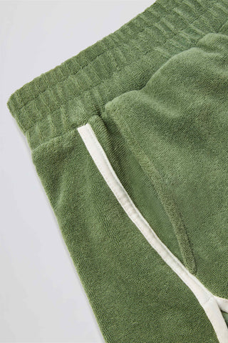 Terry Towelling Mid-Rise Shorts in Green