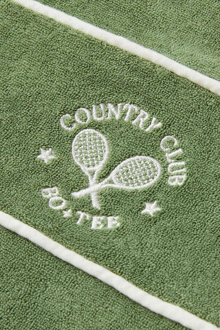 Terry Towelling Zip-Up Cropped Sweatshirt in Green