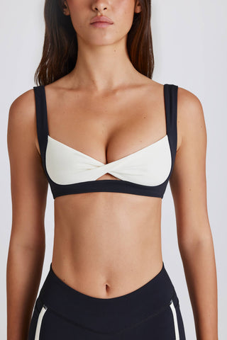 Soft Active Twist-Front Sports Bra in Black