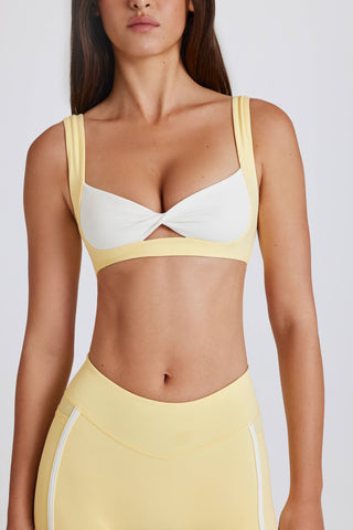 Soft Active Twist-Front Sports Bra in Lemon