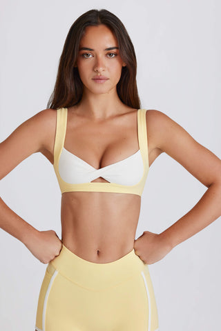 Soft Active Twist-Front Sports Bra in Lemon