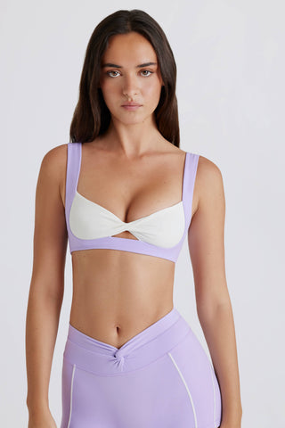 Soft Active Twist-Front Sports Bra in Lilac