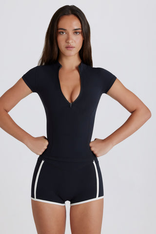Soft Active Quarter-Zip Top in Black