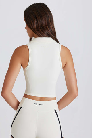 Soft Active Polo Crop Top in Ivory