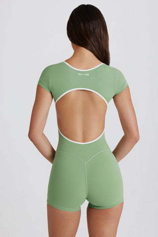 Soft Active Open-Back Unitard in Green