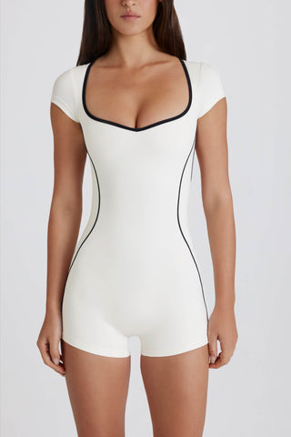 Soft Active Open-Back Unitard in Ivory