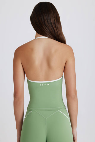 Soft Active V-Neck Halterneck Top in Green