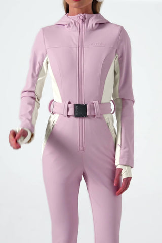 Waterproof Hooded Fitted Ski Suit in Powder Pink