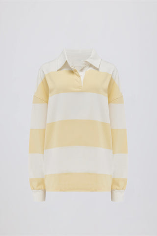 Striped Oversized Long-Sleeve T-Shirt in Lemon