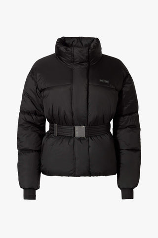 Waterproof Belted Oversized Ski Jacket in Black