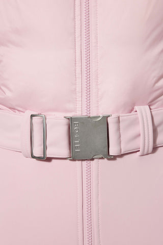 Waterproof Belted Layered Ski Suit in Powder Pink