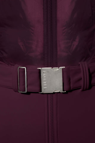 Waterproof Belted Layered Ski Suit in Burgundy