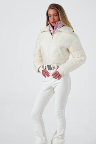 Waterproof Belted Layered Ski Suit in Ice