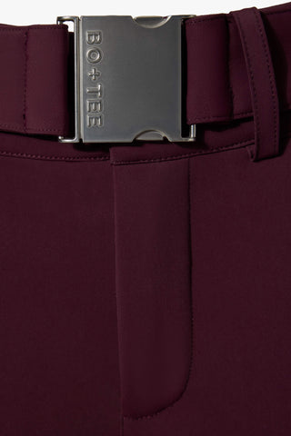 Waterproof Belted Ski Salopettes in Burgundy