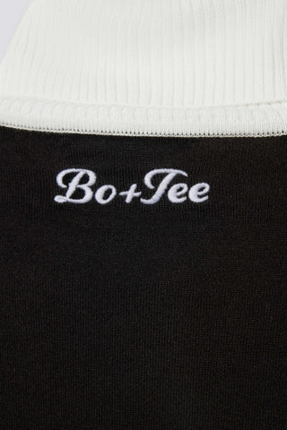 Knit Long-Sleeve Fitted Top in Black