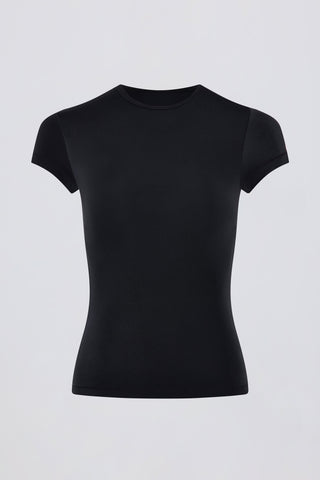 Cut-Out Longline T-Shirt in Black