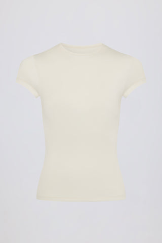Cut-Out Longline T-Shirt in Cream