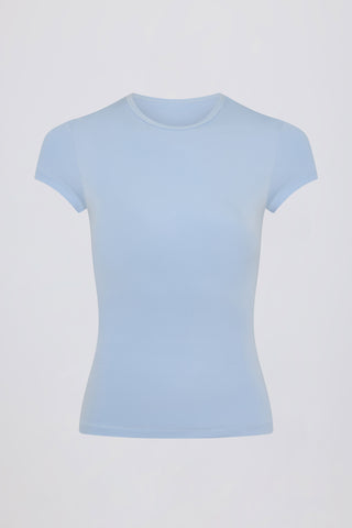 Cut-Out Longline T-Shirt in Sky