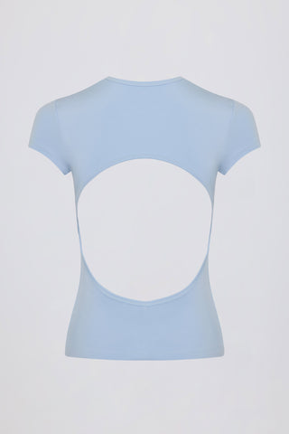 Cut-Out Longline T-Shirt in Sky