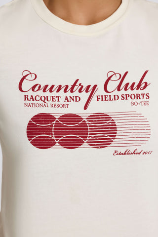 Cropped Graphic T-Shirt in Ivory