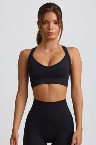 Super Sculpt Seamless Crossback Sports Bra in Black