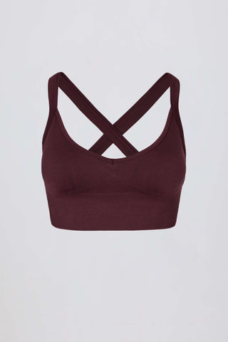 Super Sculpt Seamless Crossback Sports Bra in Burgundy