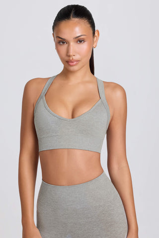 Super Sculpt Seamless Crossback Sports Bra in Grey Marl