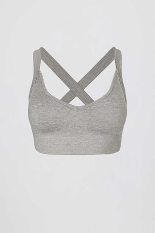 Super Sculpt Seamless Crossback Sports Bra in Grey Marl