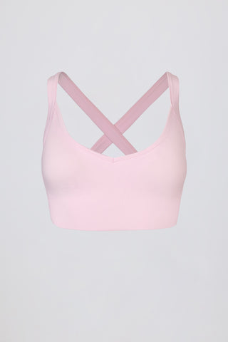 Super Sculpt Seamless Crossback Sports Bra in Powder Pink