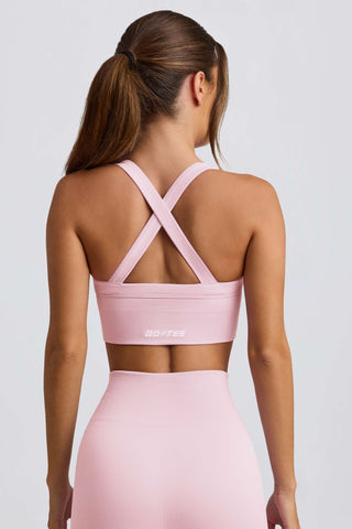Super Sculpt Seamless Crossback Sports Bra in Powder Pink