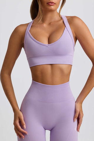 Super Sculpt Seamless Cross-Back Sports Bra in Soft Lilac