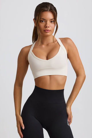 Super Sculpt Seamless Cross-Back Sports Bra in White