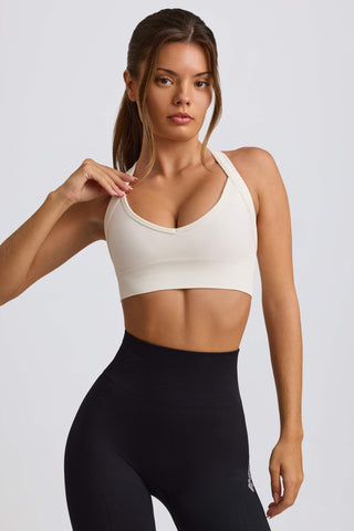 Super Sculpt Seamless Cross-Back Sports Bra in White