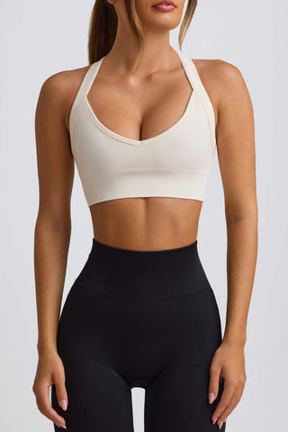 Super Sculpt Seamless Cross-Back Sports Bra in White