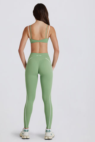 Soft Active Twist-Front Leggings in Green