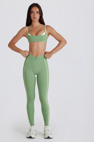 Soft Active Twist-Front Leggings in Green