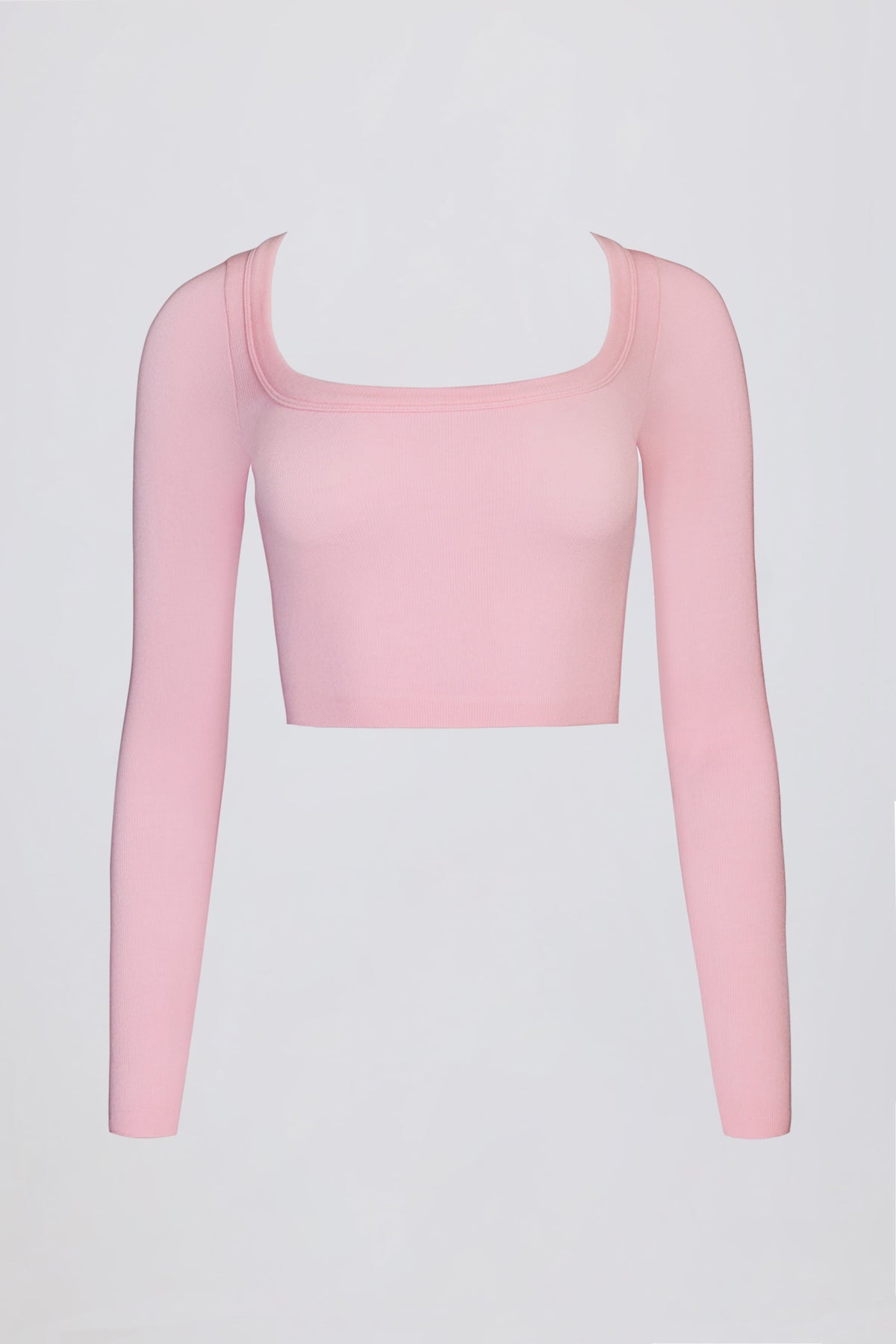 Seamless Soft Rib Cut-Out Crop Top in Powder Pink