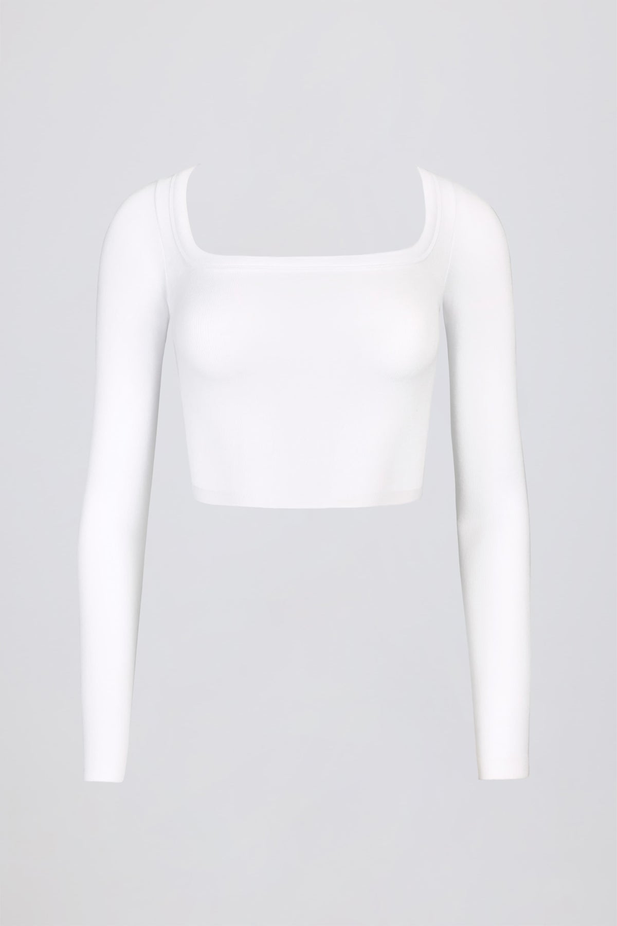 Seamless Soft Rib Cut-Out Crop Top in White