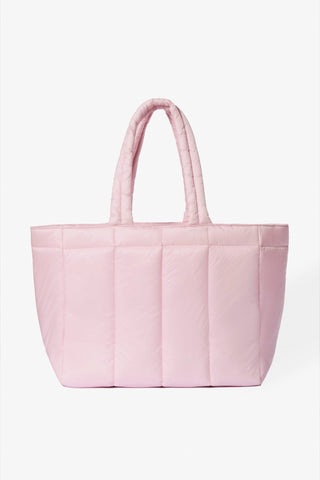 Waterproof Puffer Tote Bag in Powder Pink