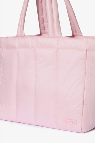 Waterproof Puffer Tote Bag in Powder Pink