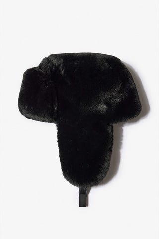 Faux-Fur Trapper Hat in Black