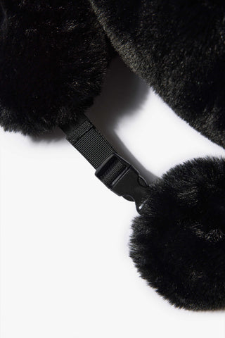 Faux-Fur Trapper Hat in Black