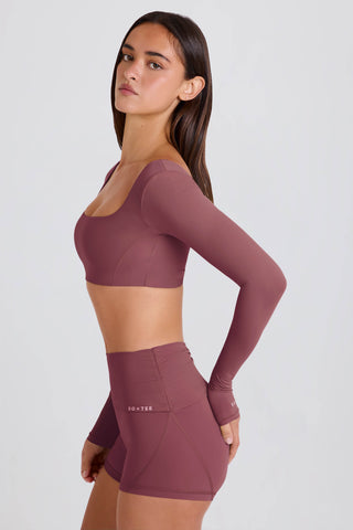 Four-Way Stretch Multiway Long-Sleeve Crop Top in Acai