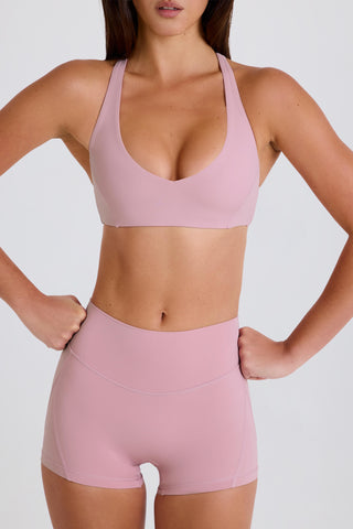 Four-Way Stretch Crossback V-Neck Sports Bra in Mauve