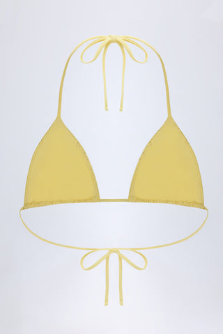 Broderie Anglaise Triangle Bikini Top in Lemon Yellow
