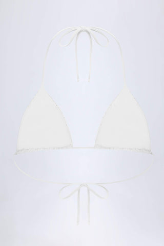 Broderie Anglaise Triangle Bikini Top in White