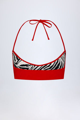 Reversible Halterneck Bikini Top in Zebra Print