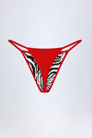 Thong Bikini Bottoms in Zebra Print
